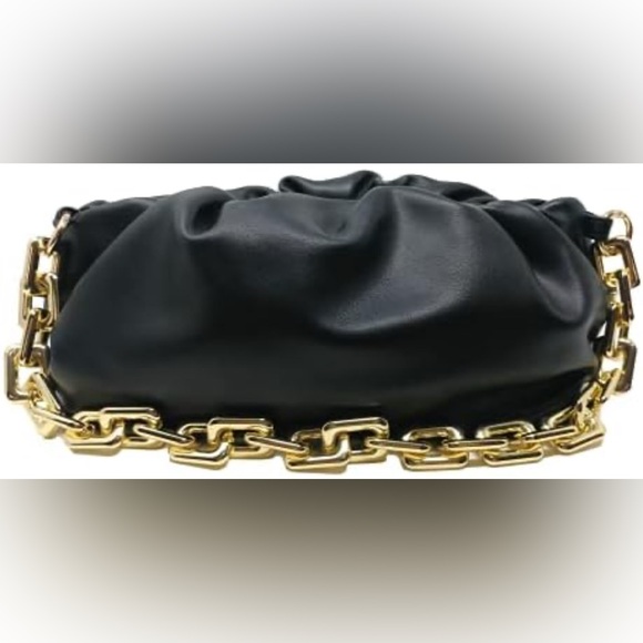 Prime Original Handbags - Prime Original Black Cloud Clutch Bag with Gold Chunky Chain Like New
